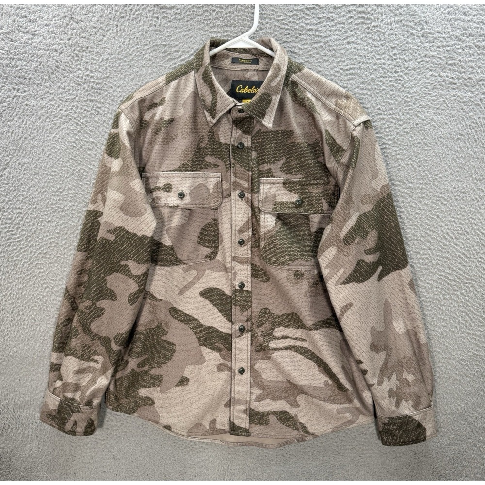 Cabelas‎ Shirt Adult Medium Multicolor Camouflage Classic Fit Camo Outdoors Mens